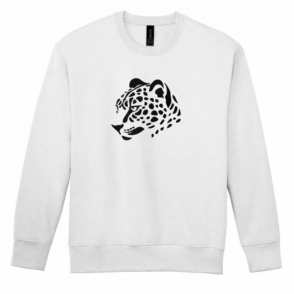 Leopard Head Graphic Crewneck Sweatshirt Minimal Animal Print Aesthetic Cozy